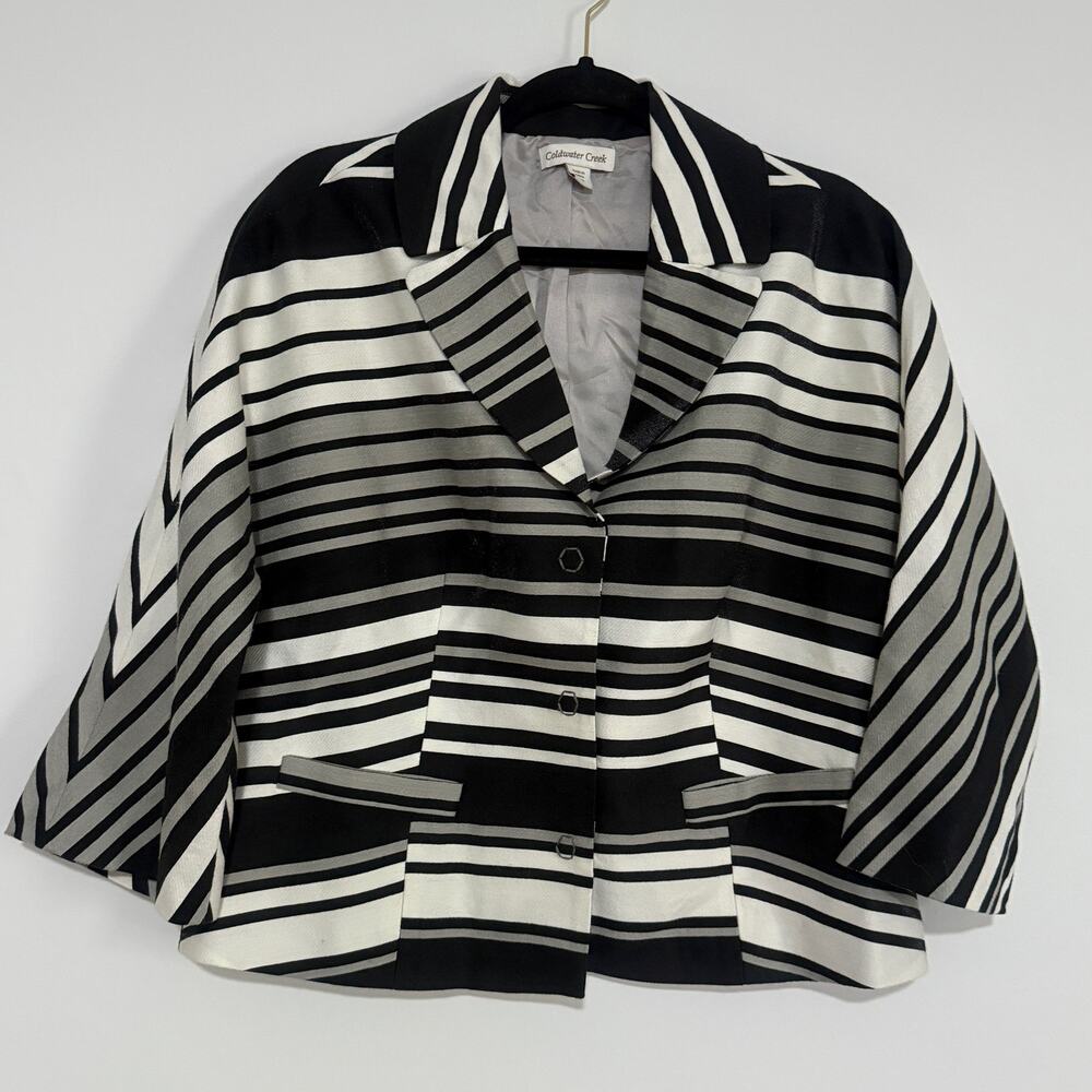 Coldwater Creek Jacket Womens Size 12 Striped Dolman Office Church Mature NWT